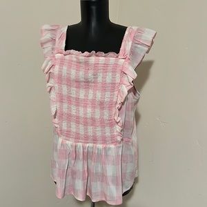 Old Navy pink and white checkered top XL